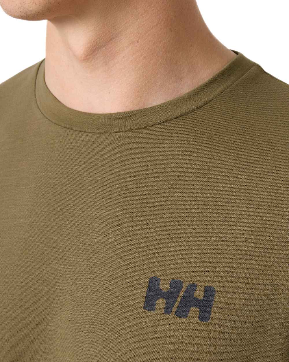 Bedrock Coloured Helly Hansen Mens Skog Recycled Graphic T-Shirt on white background
