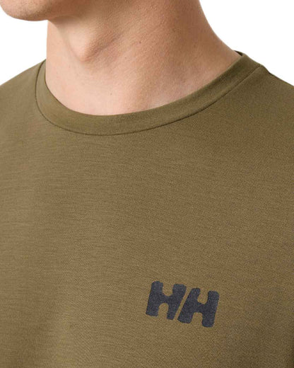 Bedrock Coloured Helly Hansen Mens Skog Recycled Graphic T-Shirt on white background
