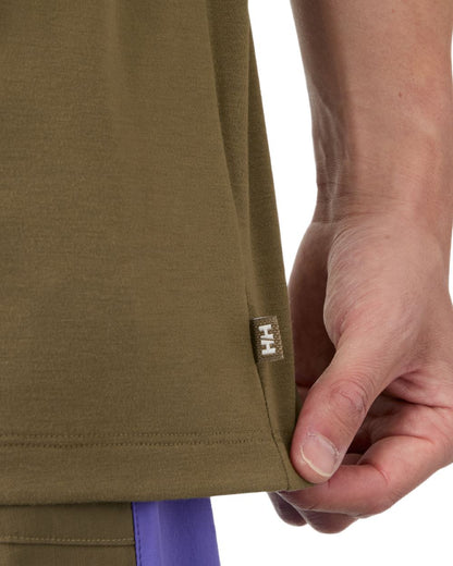 Bedrock Coloured Helly Hansen Mens Skog Recycled Graphic T-Shirt on white background
