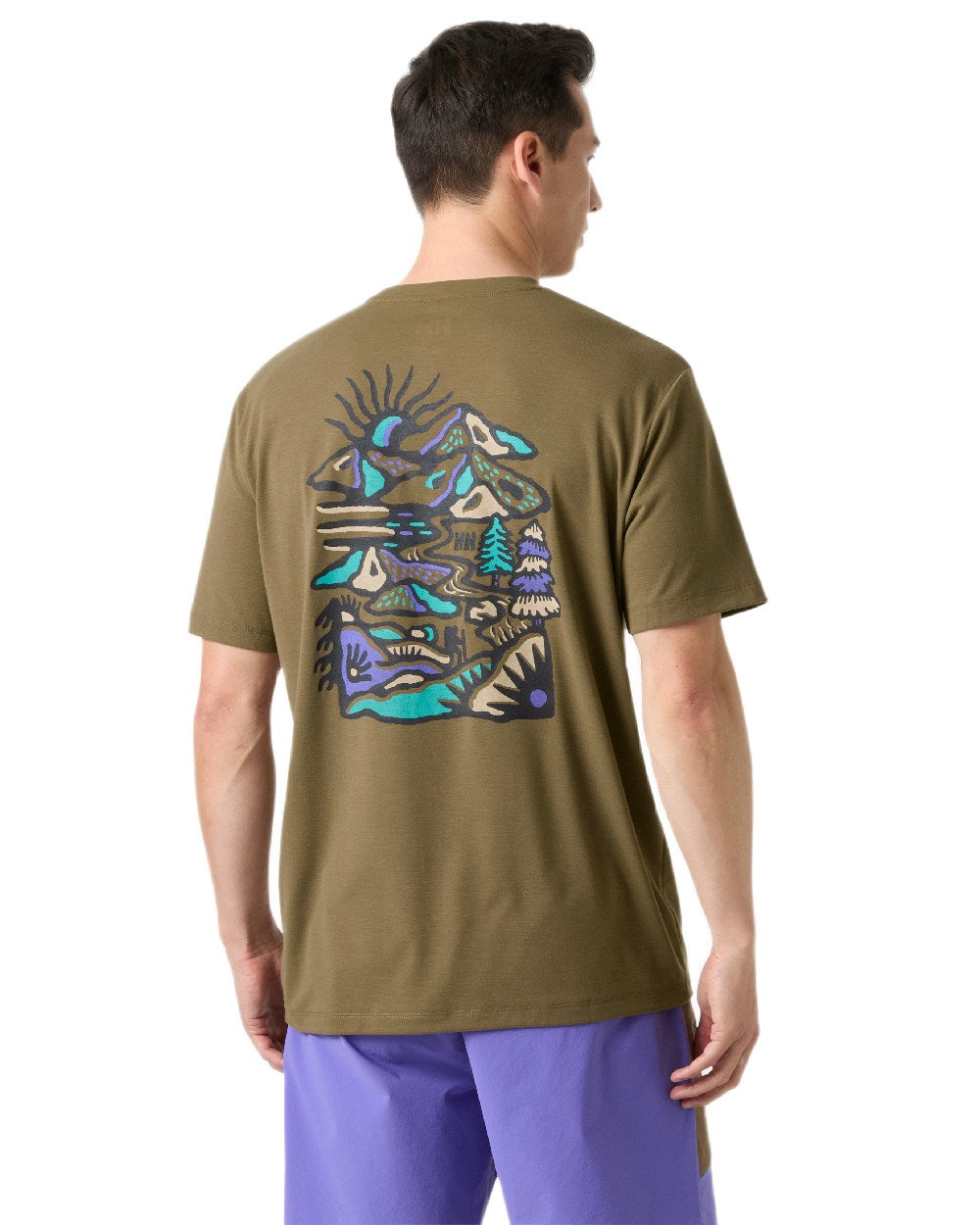 Bedrock Coloured Helly Hansen Mens Skog Recycled Graphic T-Shirt on white background
