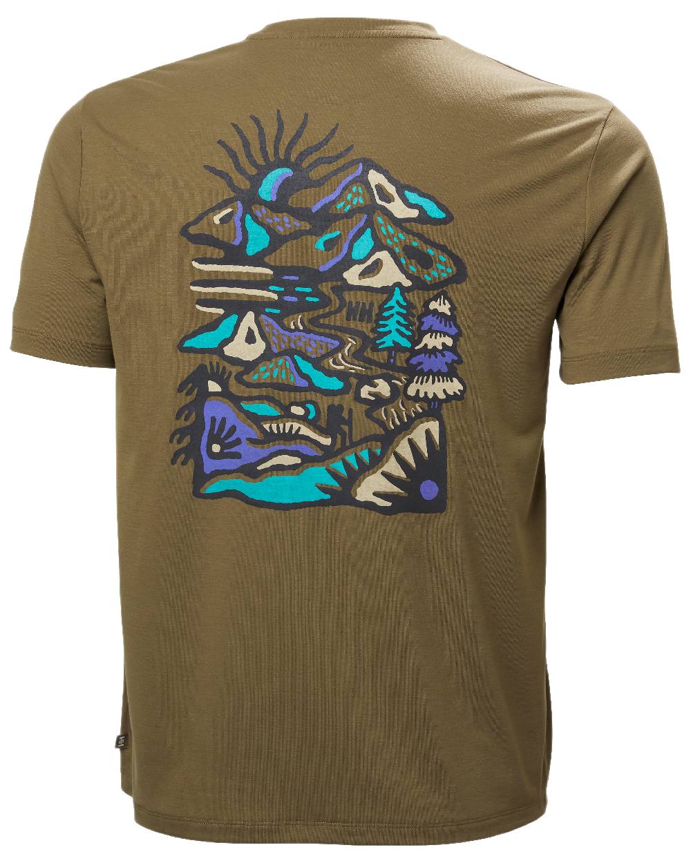 Bedrock Coloured Helly Hansen Mens Skog Recycled Graphic T-Shirt on white background
