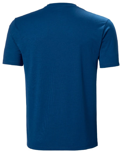 Deep Fjord coloured Helly Hansen Mens Skog Recycled Graphic T-Shirt on white background 