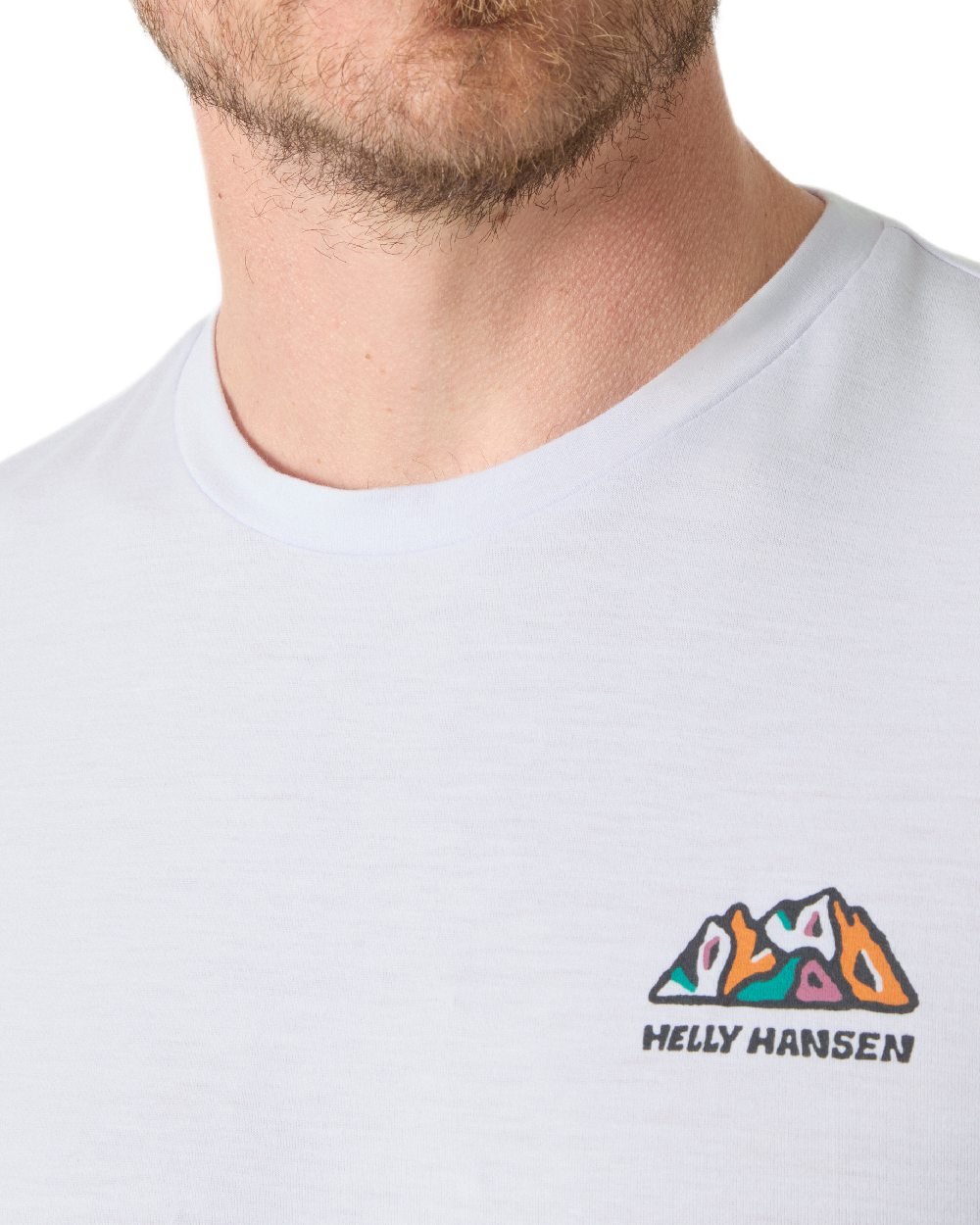Even Light Purple Coloured Helly Hansen Mens Skog Recycled Graphic T-Shirt on white background

