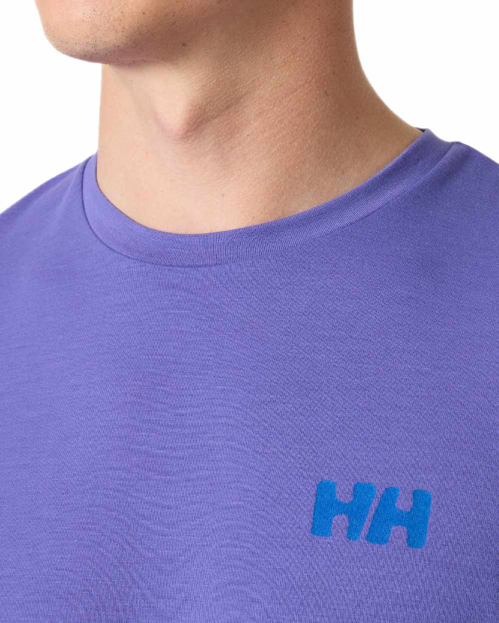 Ultra Violet Coloured Helly Hansen Mens Skog Recycled Graphic T-Shirt on white background
