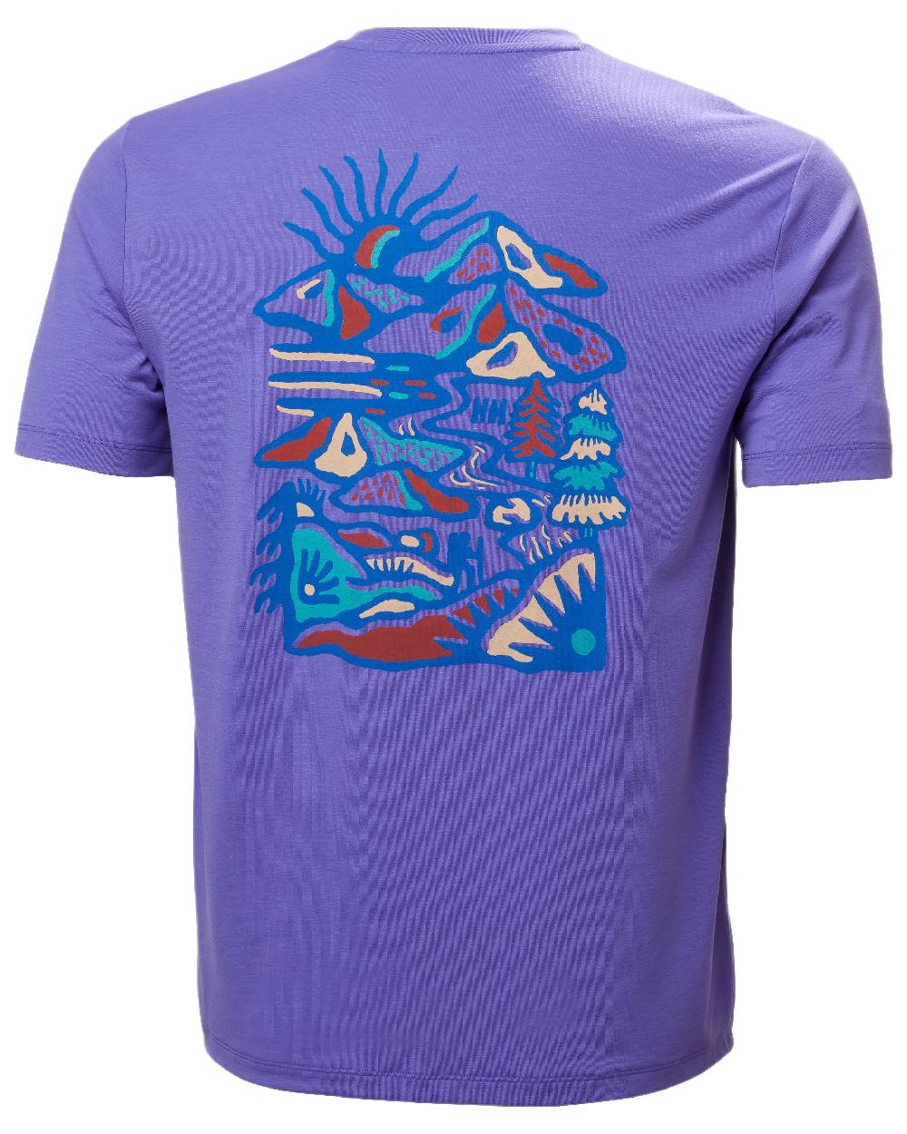 Ultra Violet Coloured Helly Hansen Mens Skog Recycled Graphic T-Shirt on white background
