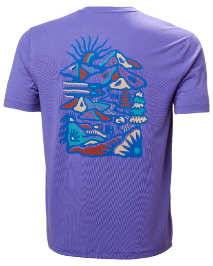 Ultra Violet Coloured Helly Hansen Mens Skog Recycled Graphic T-Shirt on white background
