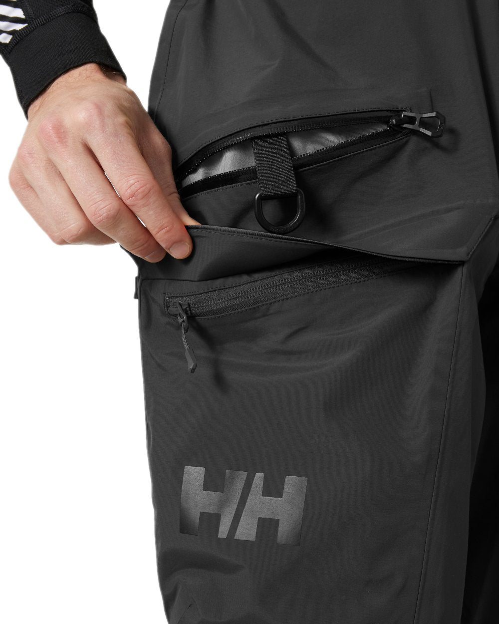 Black Coloured Helly Hansen Mens Sogn Bib Shell Pant on white background 