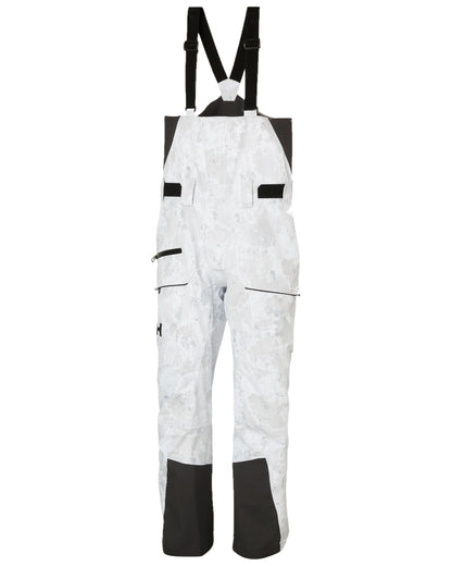 Grey Fog Snow Camo Aop Coloured Helly Hansen Mens Sogn Bib Shell Pant on white background 