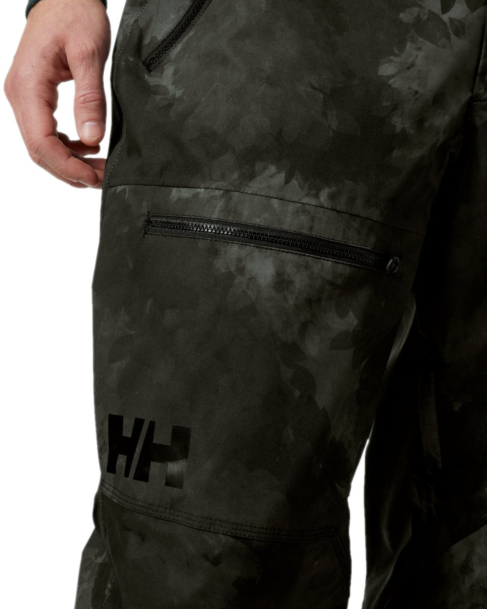 Black Marble Coloured Helly Hansen Mens Sogn Cargo Pants on white background 