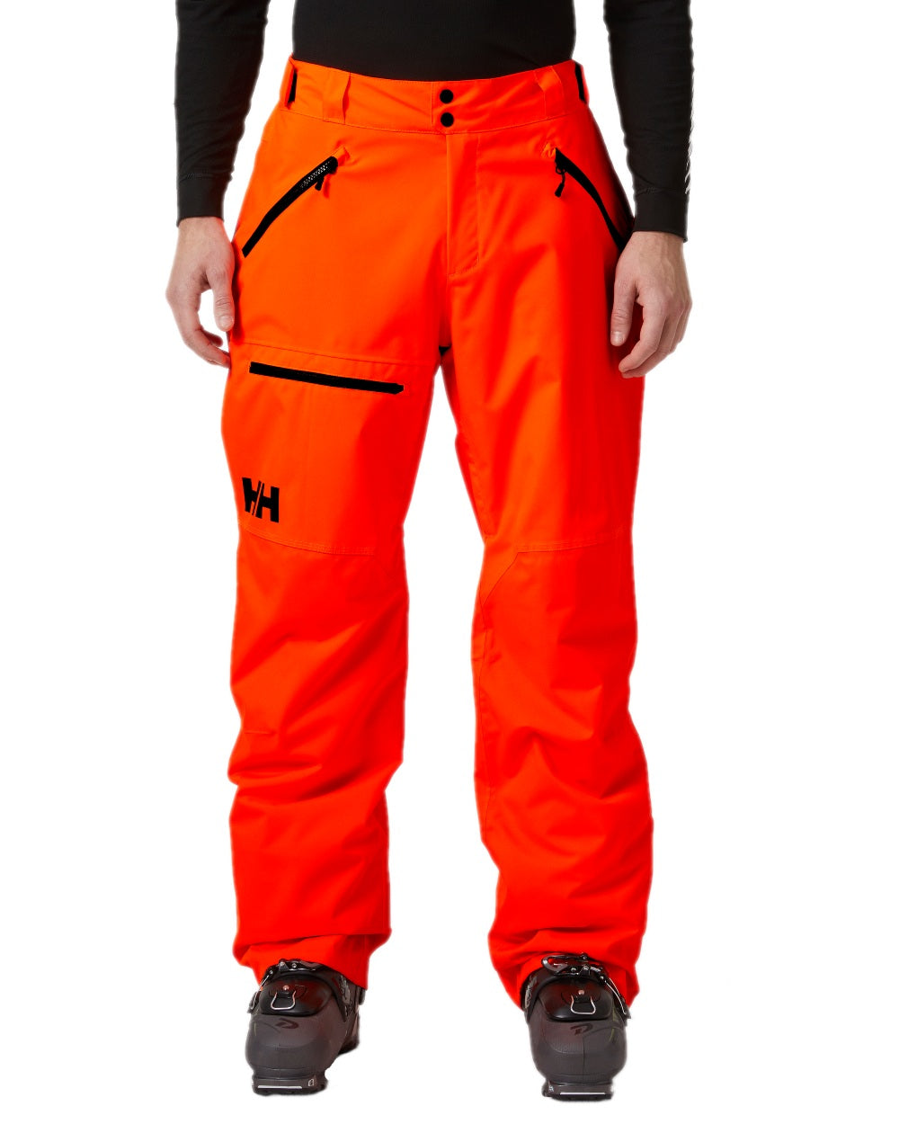 Neon Orange Coloured Helly Hansen Mens Sogn Cargo Pants on white background 