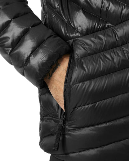 Black Coloured Helly Hansen Mens Stowe Down Jacket on white background 