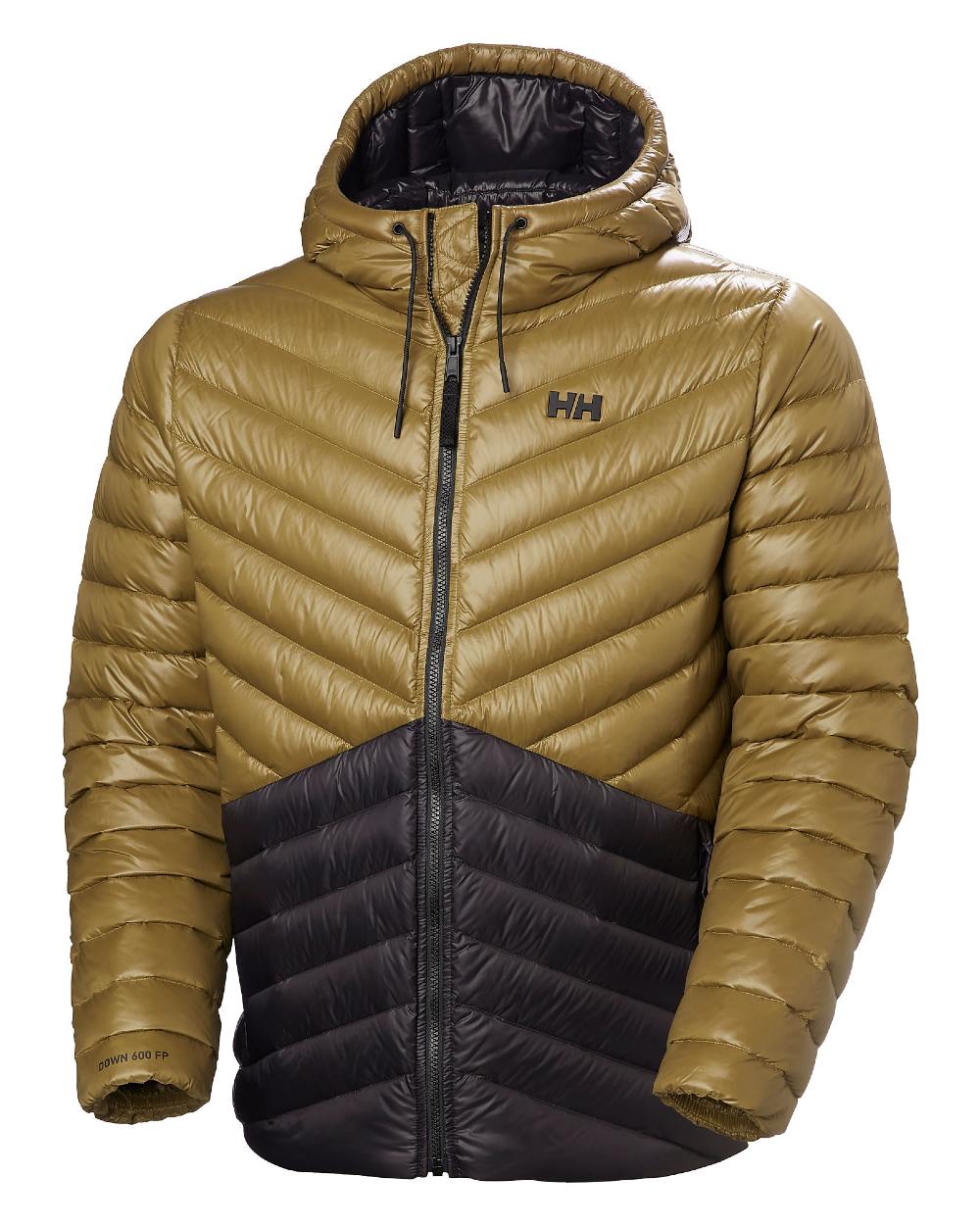 Sepia Coloured Helly Hansen Mens Stowe Down Jacket on white background 