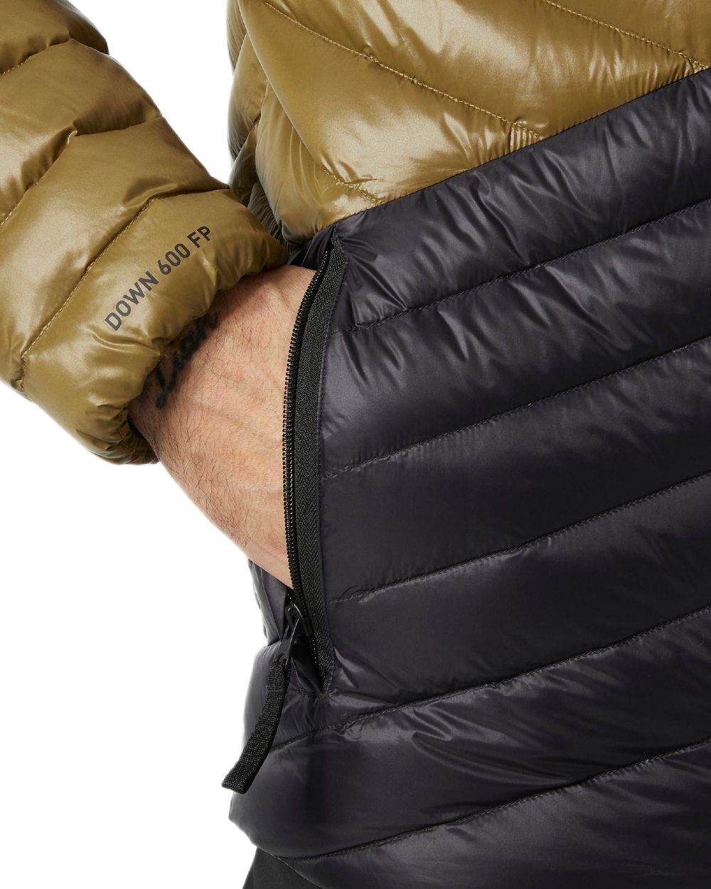 Sepia Coloured Helly Hansen Mens Stowe Down Jacket on white background 