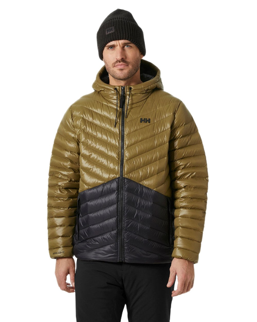 Sepia Coloured Helly Hansen Mens Stowe Down Jacket on white background 