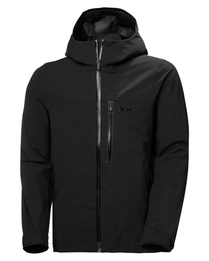 Black Coloured Helly Hansen Mens Swift 3 Layer Shell Jacket on white background 