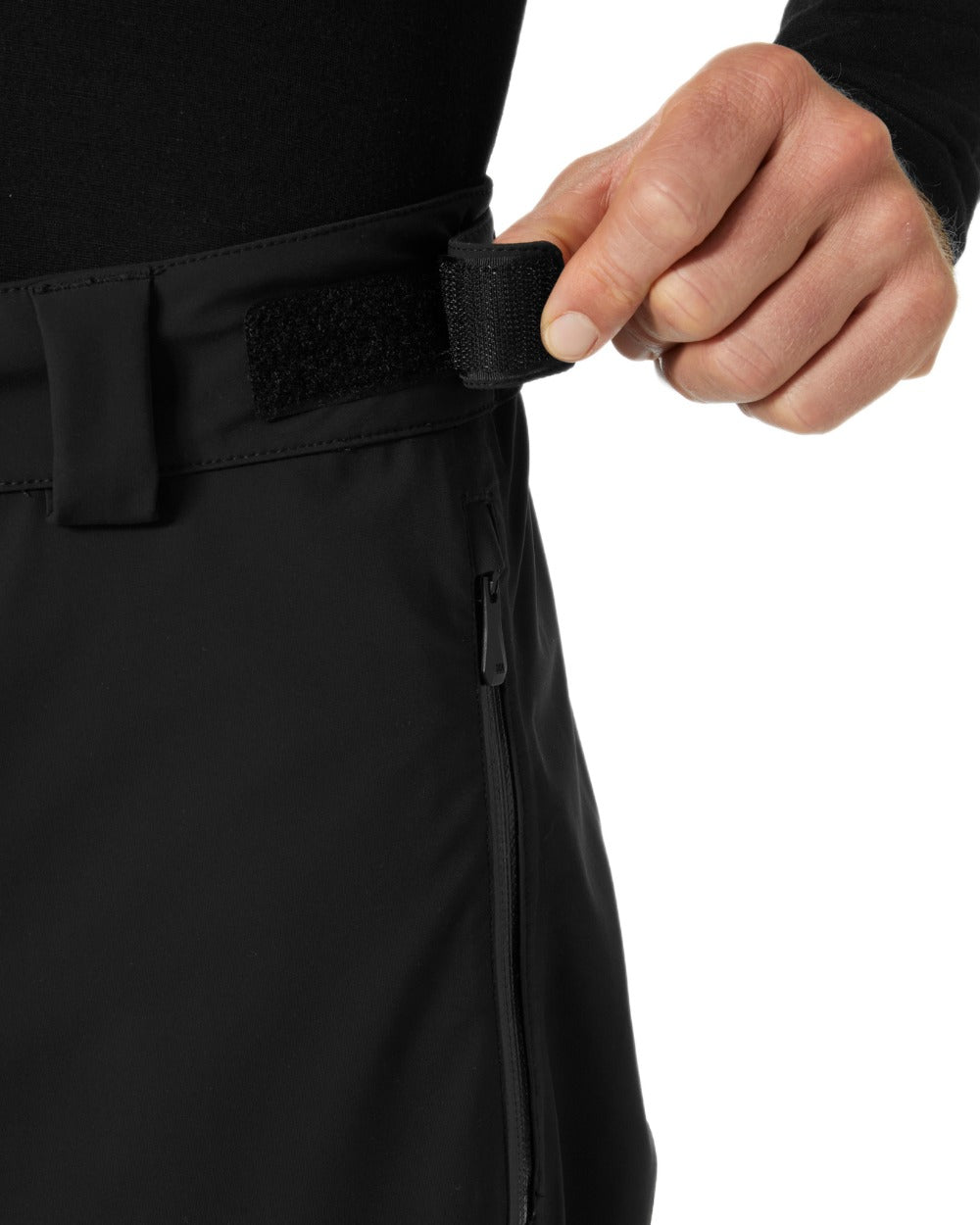 Black Coloured Helly Hansen Mens Swift 3 Layer Shell Pants on white background 