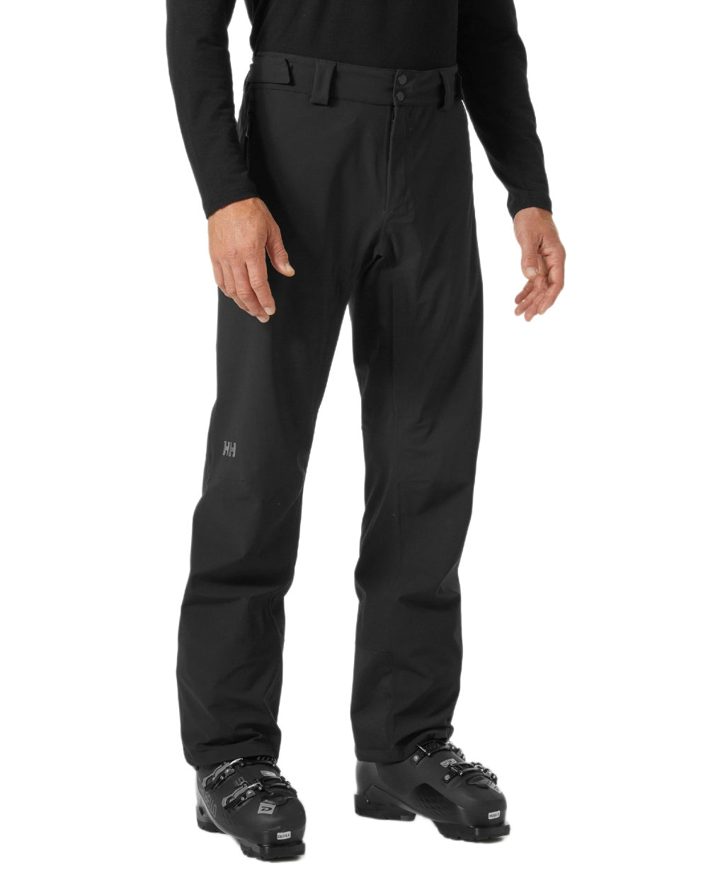 Black Coloured Helly Hansen Mens Swift 3 Layer Shell Pants on white background 