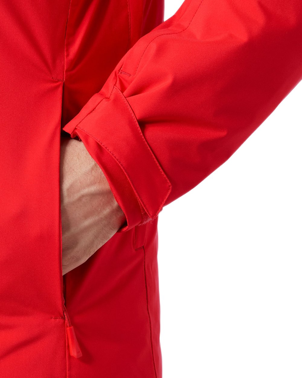 Alert Red Coloured Helly Hansen Mens Swift Team Insulated Ski Jacket on white background 