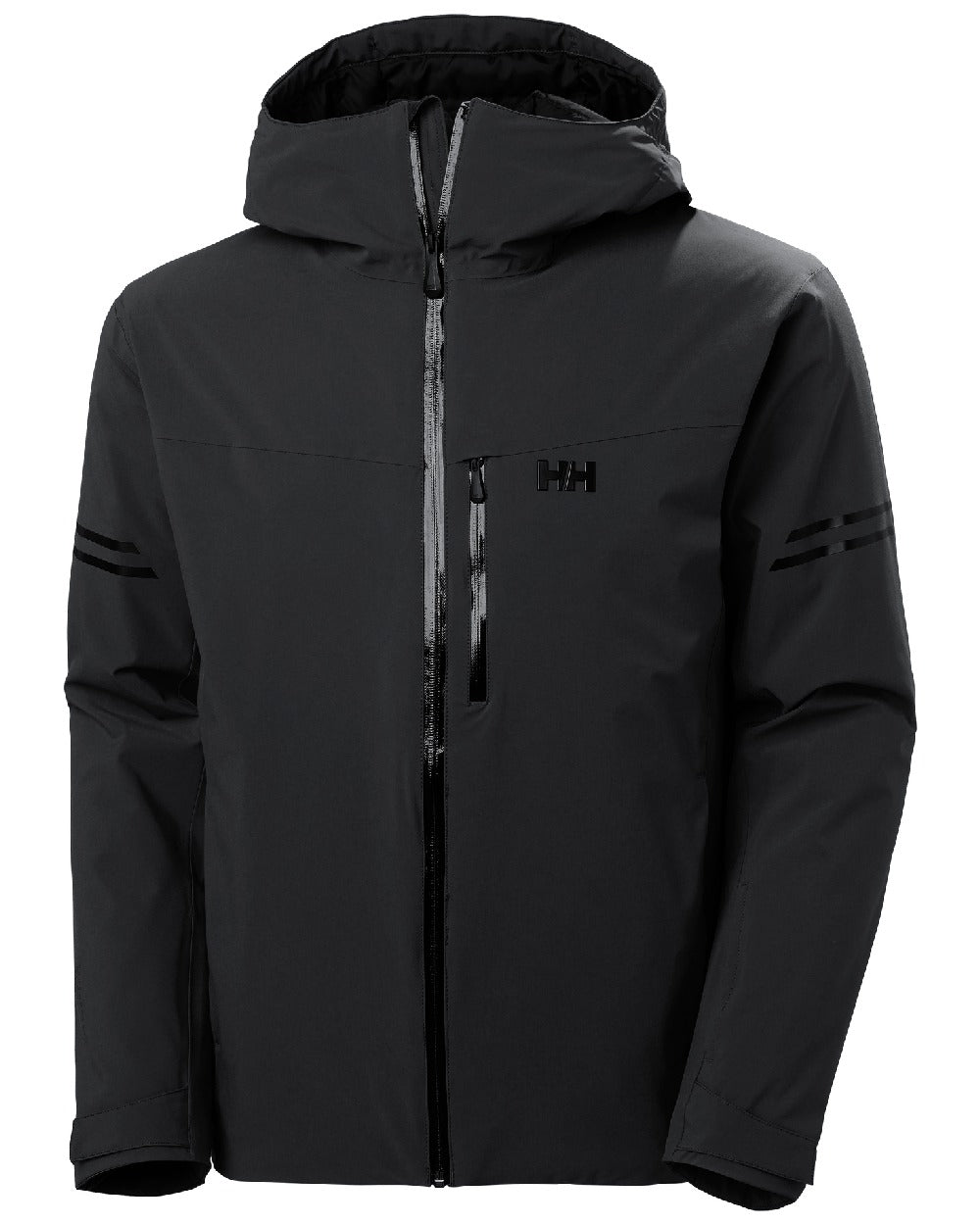 Black Coloured Helly Hansen Mens Swift Team Insulated Ski Jacket on white background 