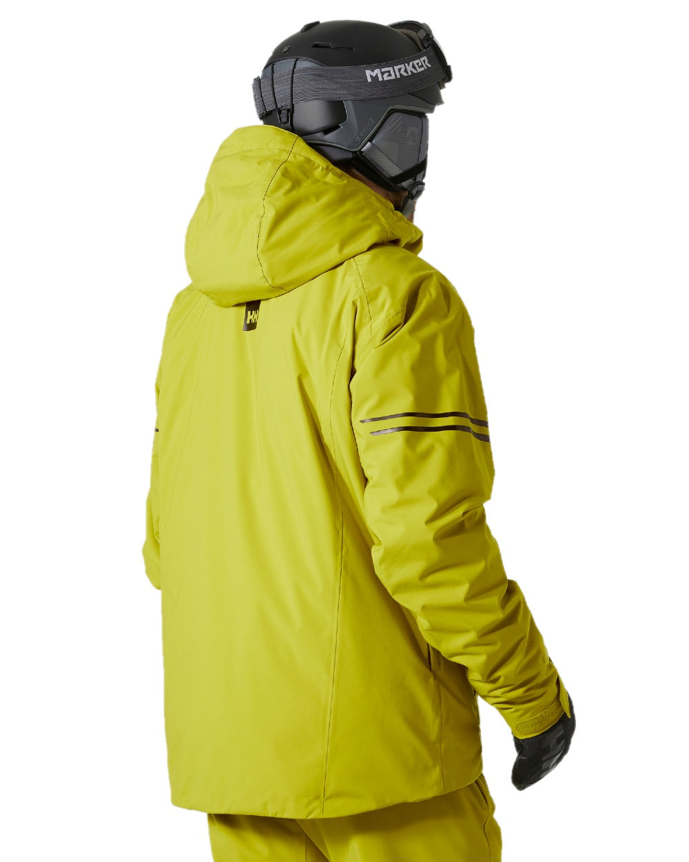 Bright Moss Coloured Helly Hansen Mens Swift Team Insulated Ski Jacket on white background 