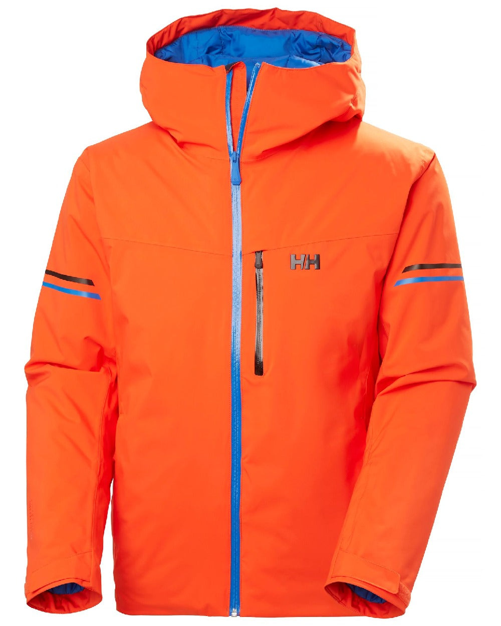 Cherry Tomato Coloured Helly Hansen Mens Swift Team Insulated Ski Jacket on white background 