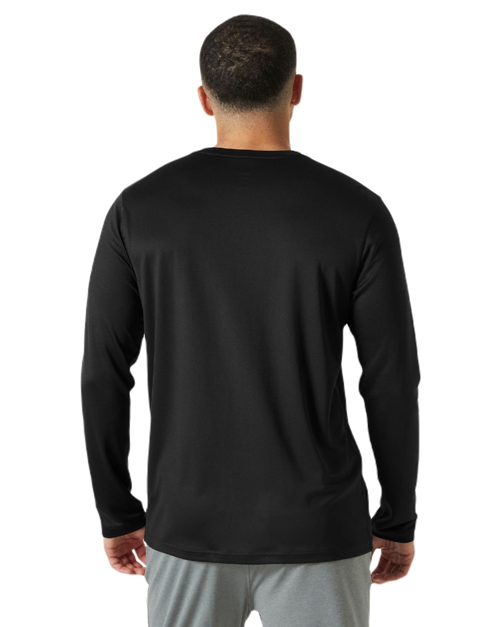Ebony coloured Helly Hansen Mens Tech Crew Long Sleeve T-Shirt 2.0 on white background 