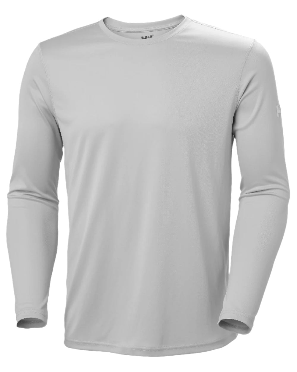 Grey Fog coloured Helly Hansen Mens Tech Crew Long Sleeve T-Shirt 2.0 on white background 