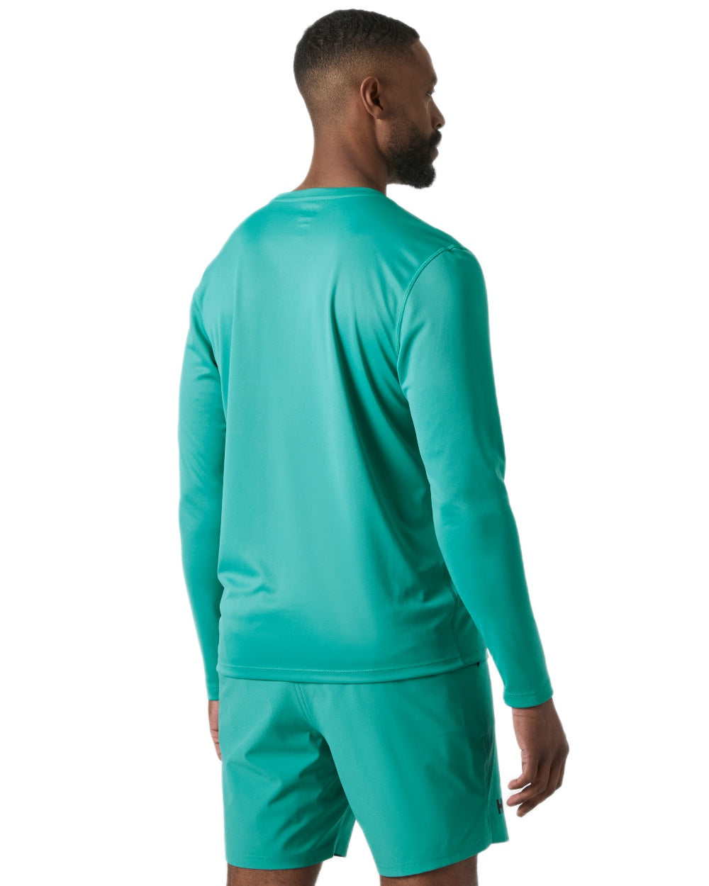 Dark Mint coloured Helly Hansen Mens Tech Crew Long Sleeve T-Shirt 2.0 on white background 