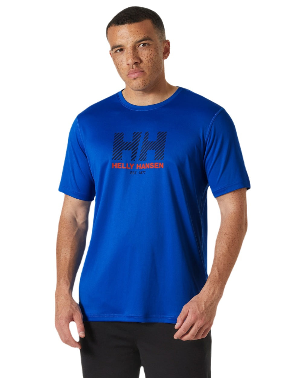 Cobalt 2 coloured Helly Hansen Mens Tech Graphic T-Shirt 2.0 on white background 