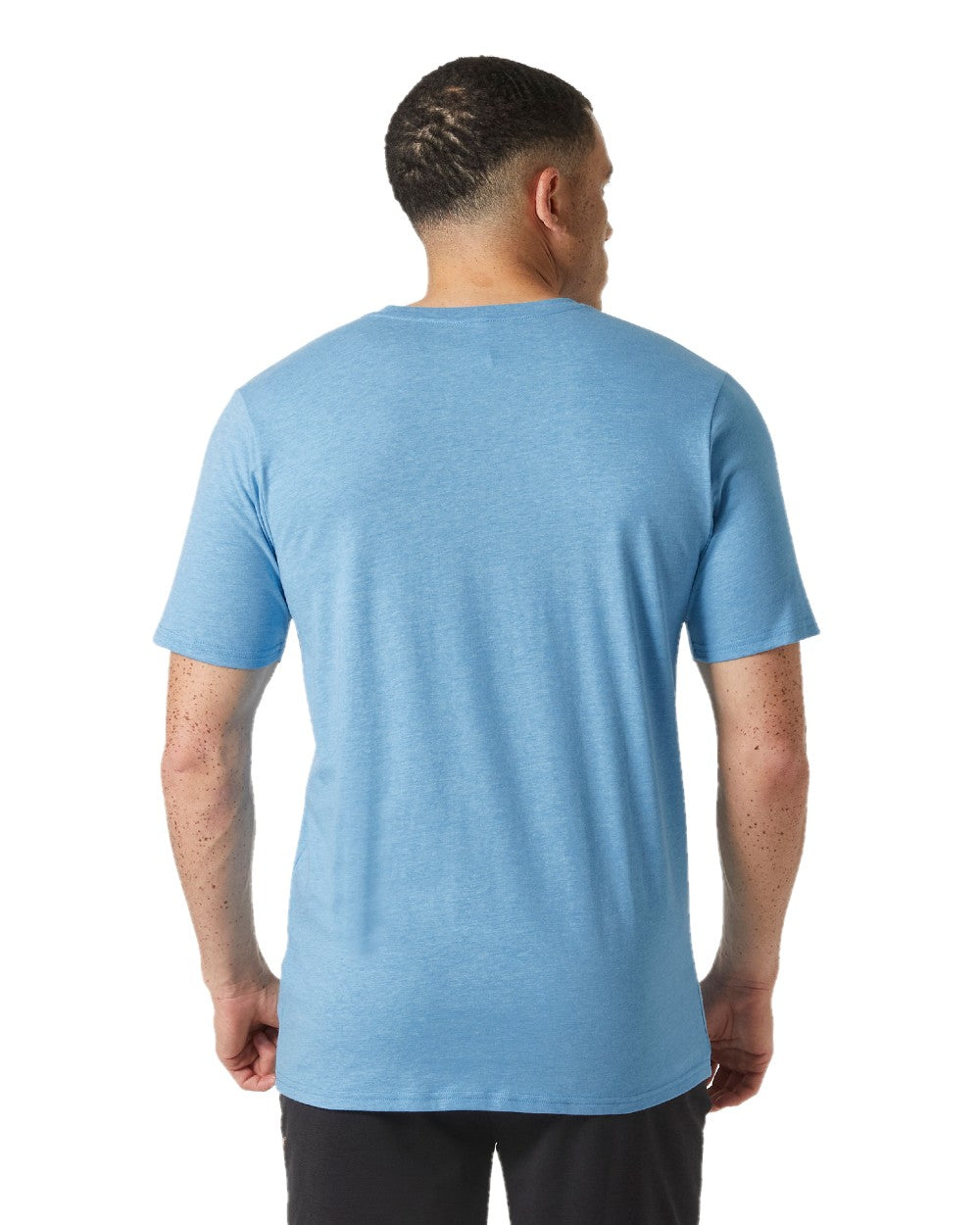 Cyan coloured Helly Hansen Mens Tech Logo T-Shirt on white background 