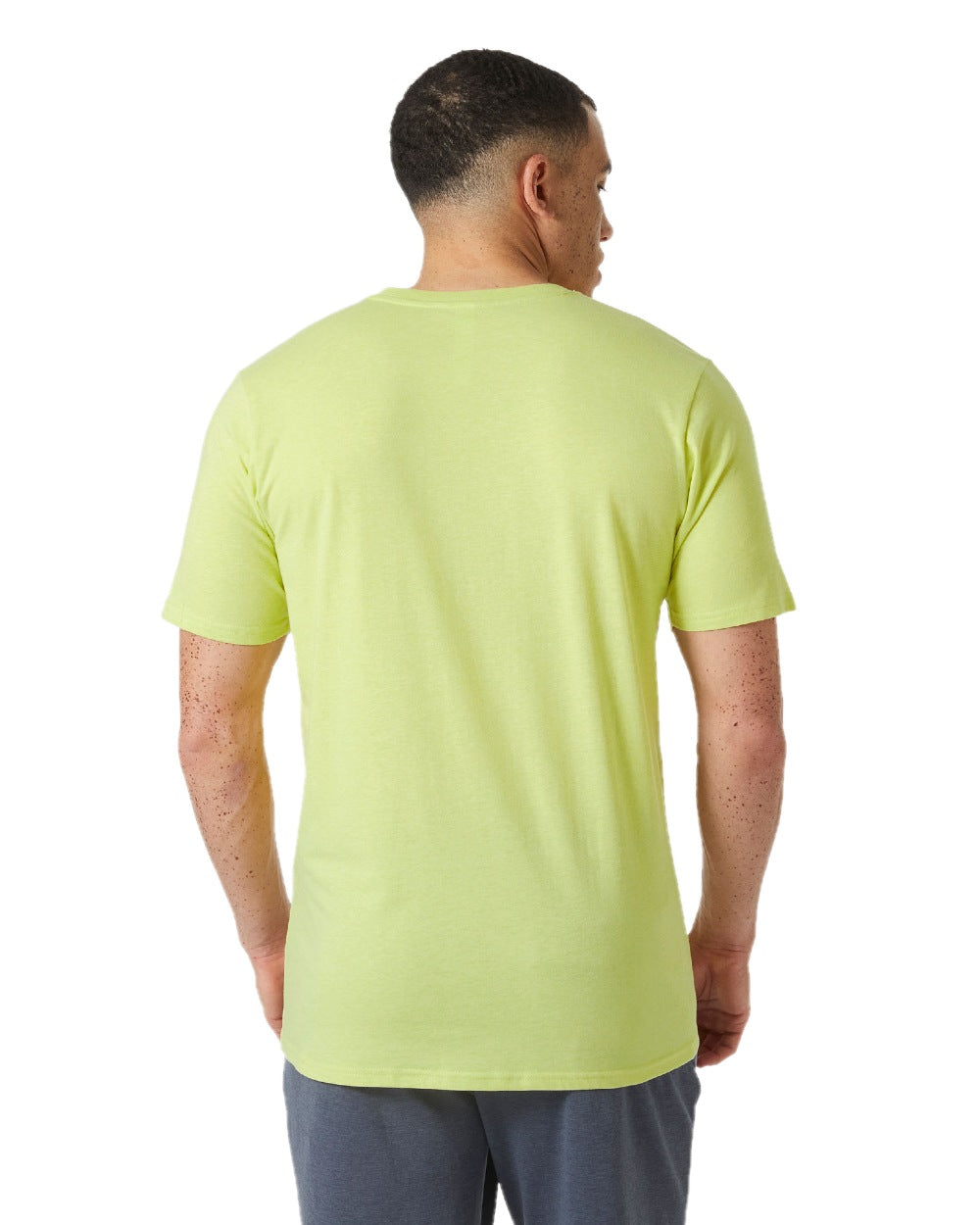 Cyber Lime coloured Helly Hansen Mens Tech Logo T-Shirt on white background 