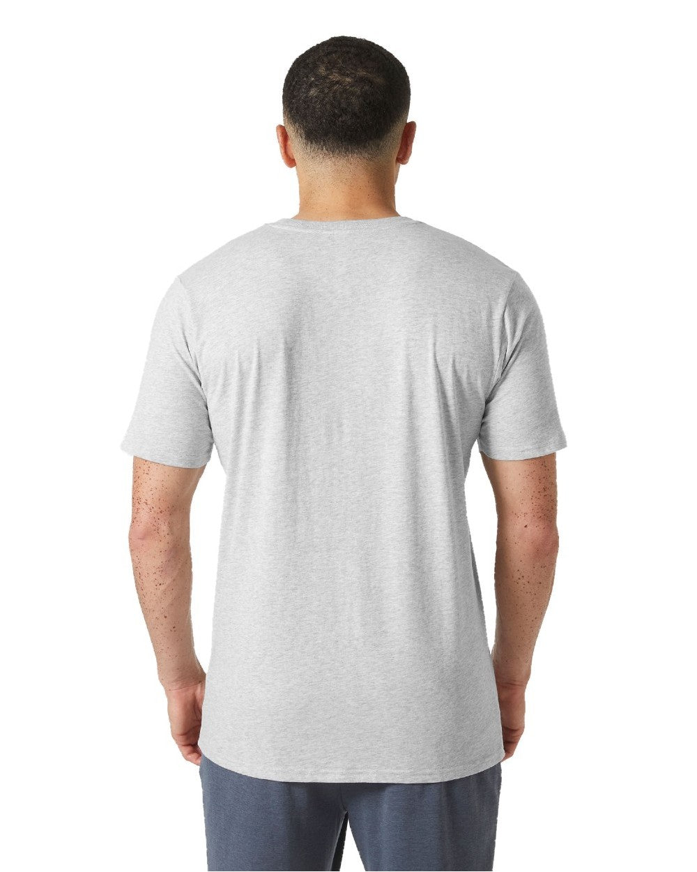 Grey Melange coloured Helly Hansen Mens Tech Logo T-Shirt on white background 