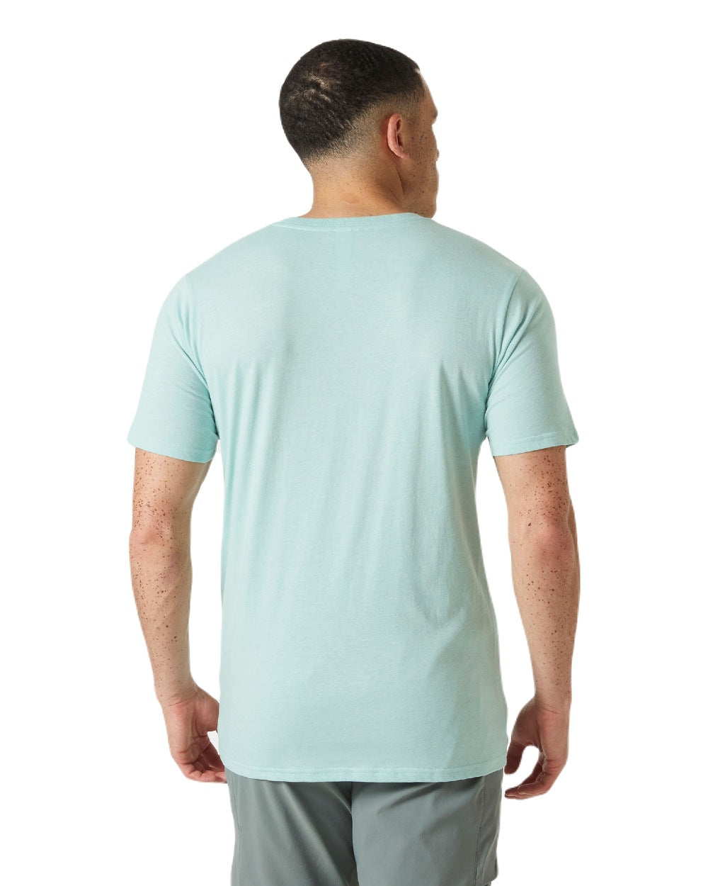 Lagoon coloured Helly Hansen Mens Tech Logo T-Shirt on white background 