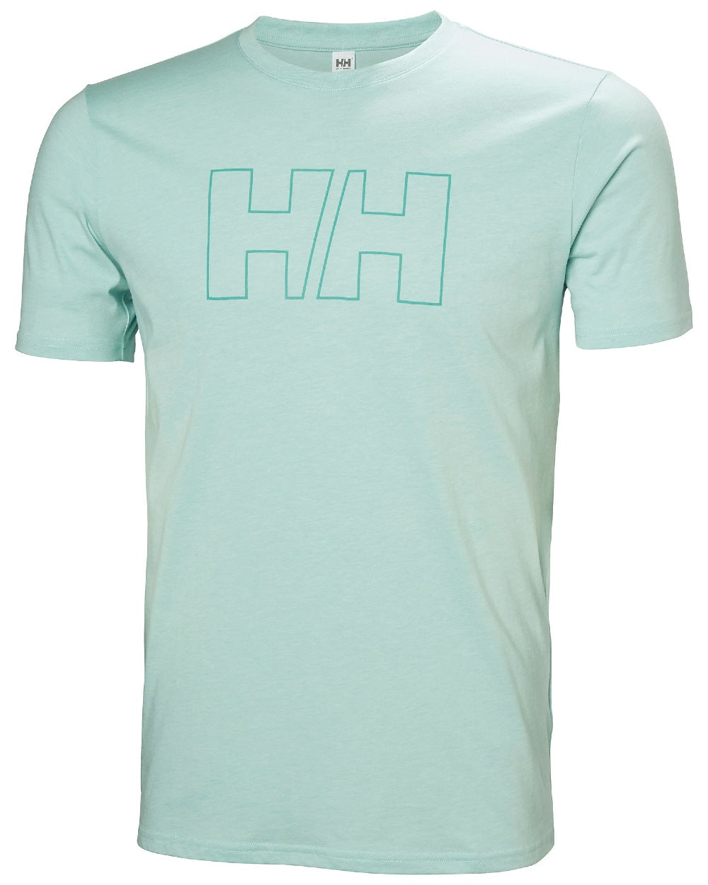 Lagoon coloured Helly Hansen Mens Tech Logo T-Shirt on white background 