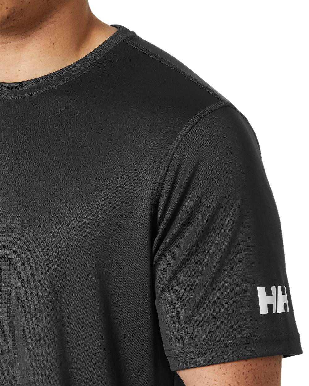 Ebony coloured Helly Hansen Mens Tech T-Shirt 2.0 on white background 