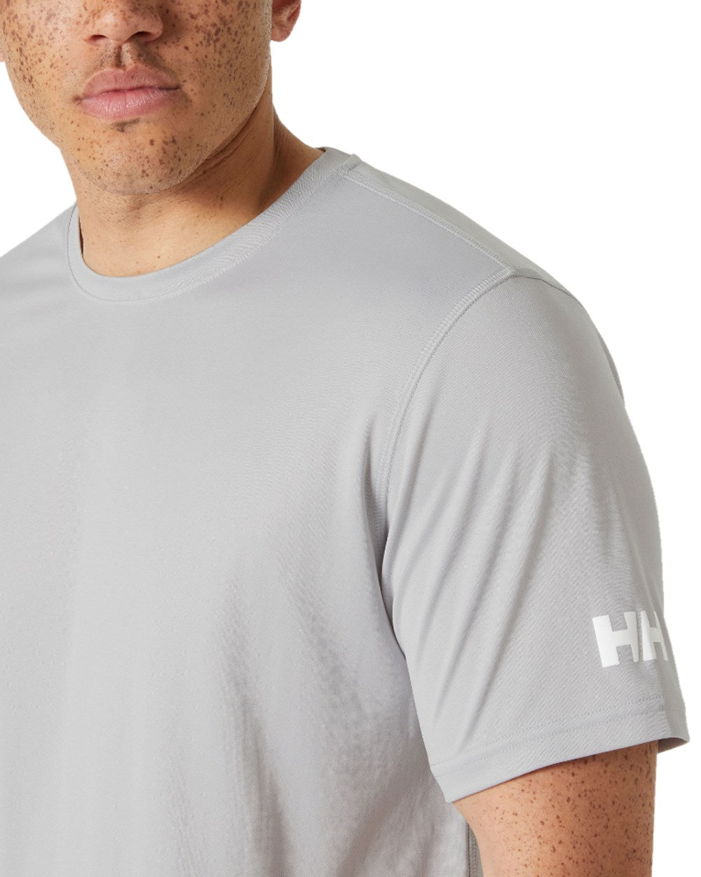 Grey Fog coloured Helly Hansen Mens Tech T-Shirt 2.0 on white background 
