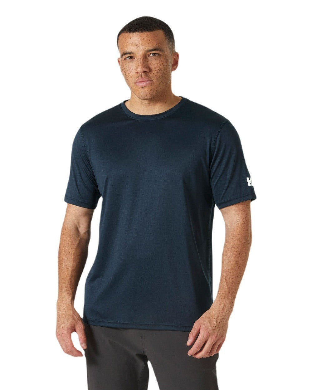 Navy coloured Helly Hansen Mens Tech T-Shirt 2.0 on white background 