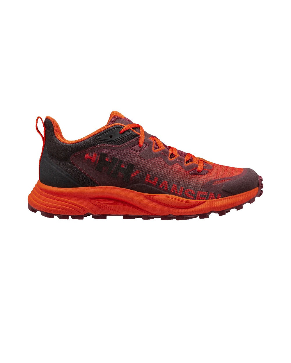 Hickory Bright Orange coloured Helly Hansen Mens Trail Wizard Running Shoes on white background 