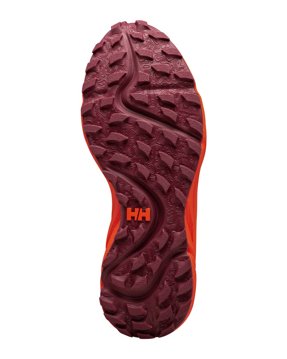 Hickory Bright Orange coloured Helly Hansen Mens Trail Wizard Running Shoes on white background 