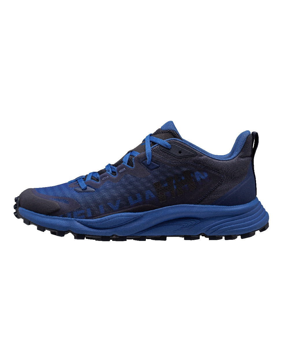 Navy Cobalt 2.0 coloured  Helly Hansen Mens Trail Wizard Running Shoes on white background 