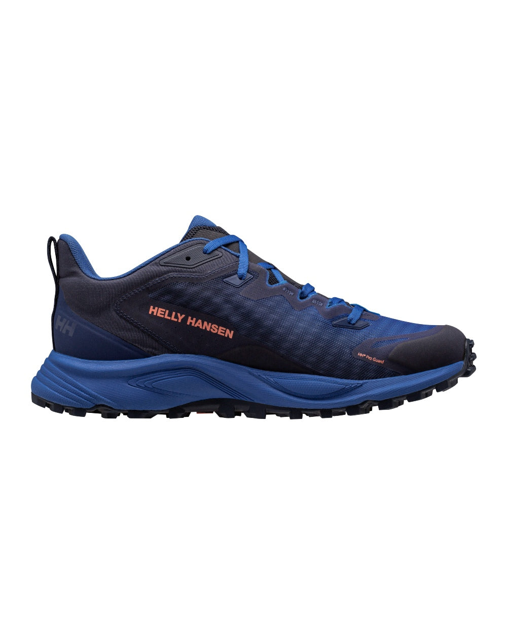 Navy Cobalt 2.0 coloured Helly Hansen Mens Trail Wizard Running Shoes on white background 