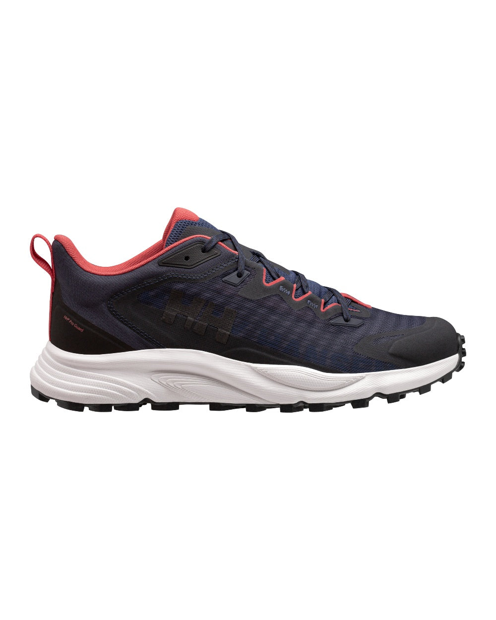 Navy Sunset Pink coloured Helly Hansen Mens Trail Wizard Running Shoes on white background 