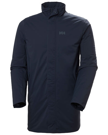 Navy Coloured Helly Hansen Mens Urbo Pro Insulated Raincoat on white background 