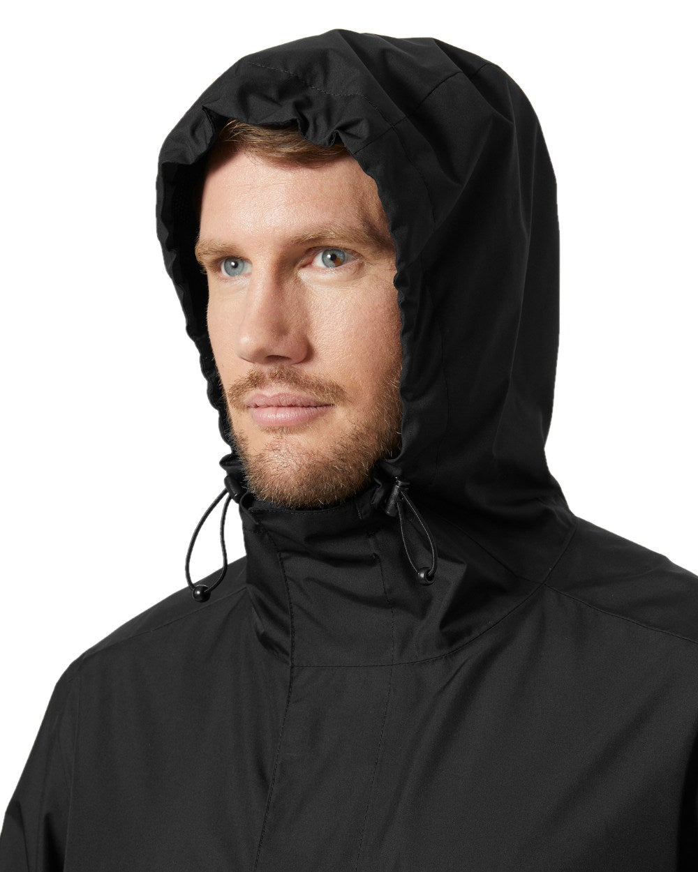 Black coloured Helly Hansen Mens Vancouver Rain Jacket on white background 