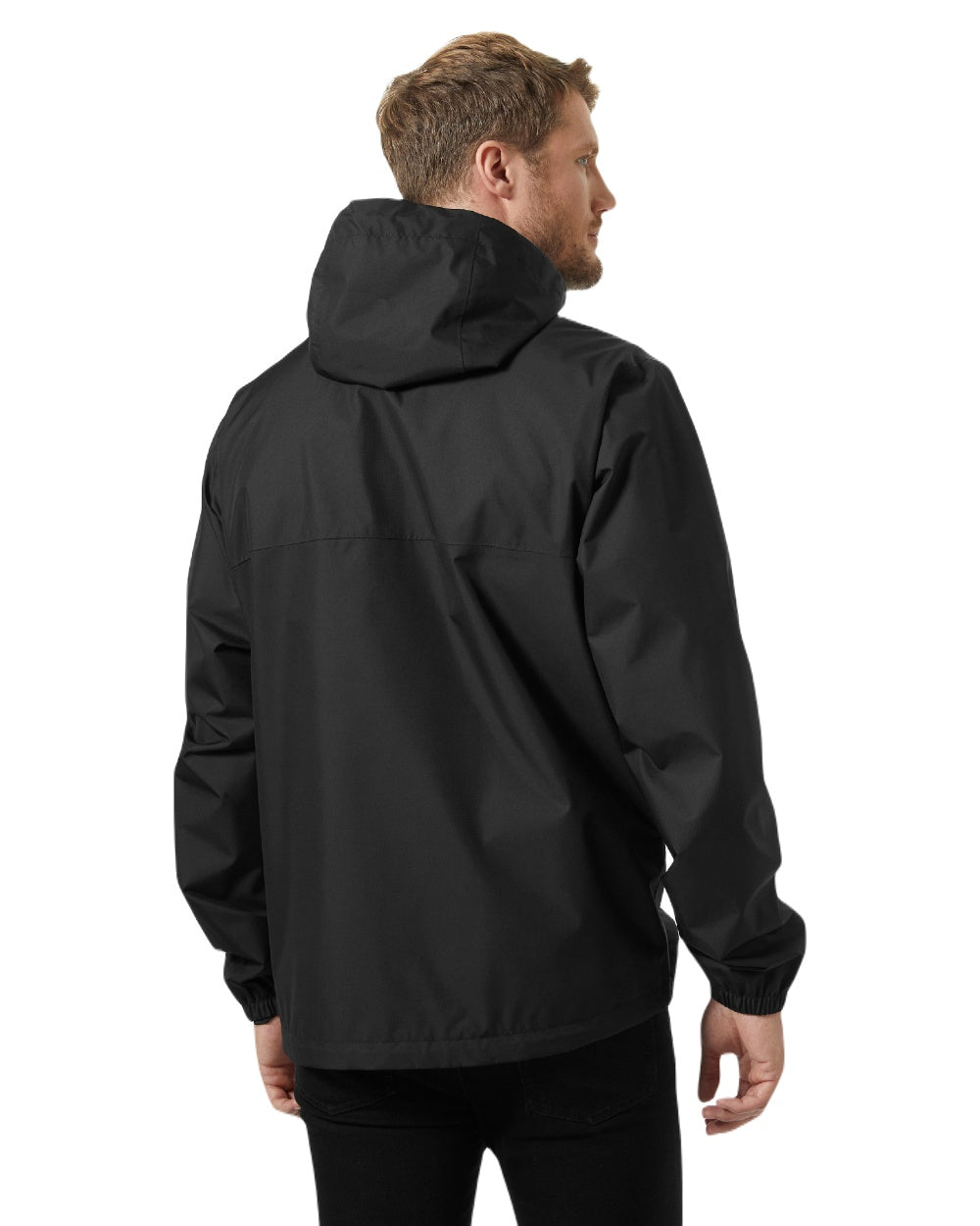 Black coloured Helly Hansen Mens Vancouver Rain Jacket on white background 