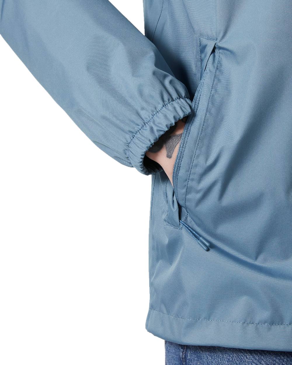 Washed Navy coloured Helly Hansen Mens Vancouver Rain Jacket on white background 