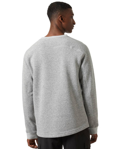 Grey Fog coloured Helly Hansen Mens Varde Crewneck on white background 