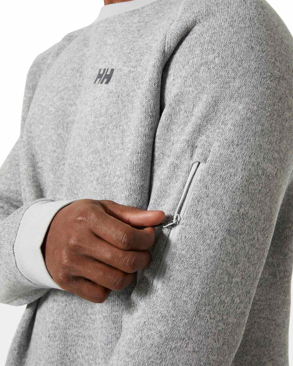 Grey Fog coloured Helly Hansen Mens Varde Crewneck on white background 