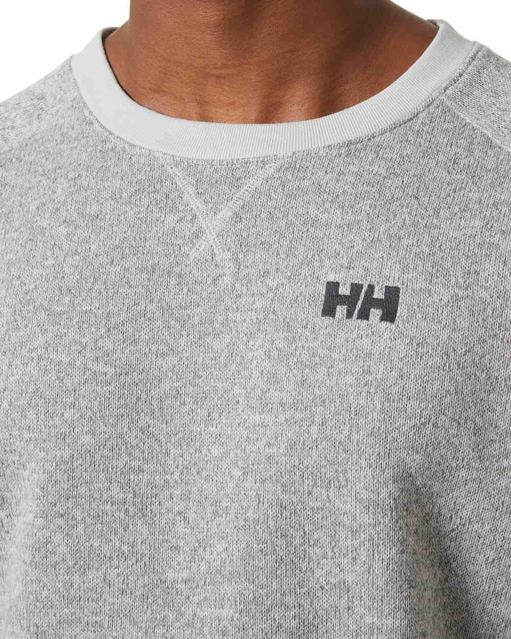 Grey Fog coloured Helly Hansen Mens Varde Crewneck on white background 