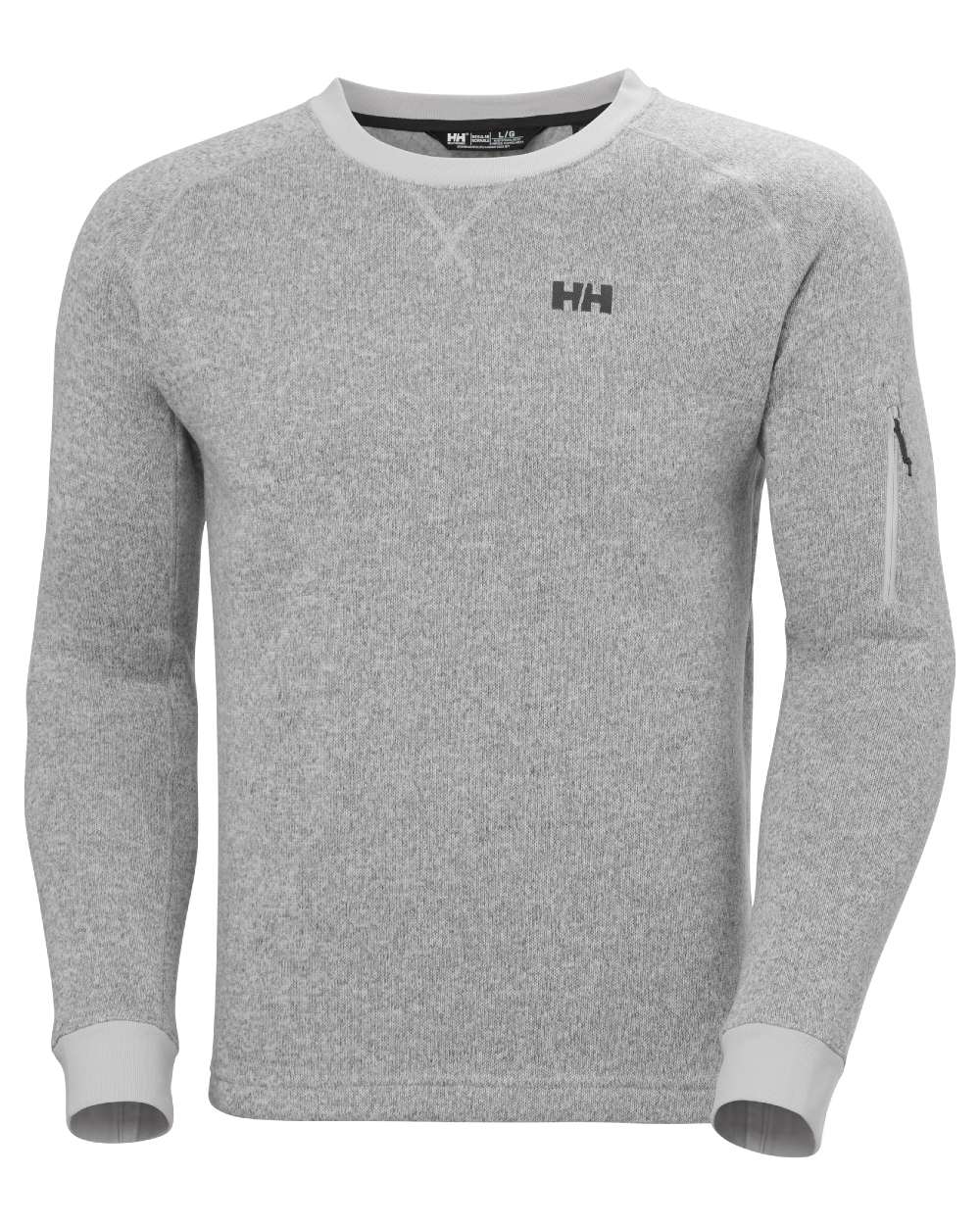 Grey Fog coloured Helly Hansen Mens Varde Crewneck on white background 